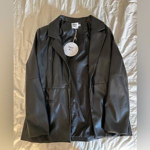 Princess Polly Leather Jacket with Shoulder Pads
